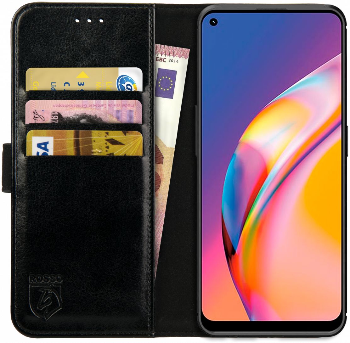 Rosso Element Oppo Reno5 Lite Hoesje Book Cover Wallet Zwart afbeelding 1