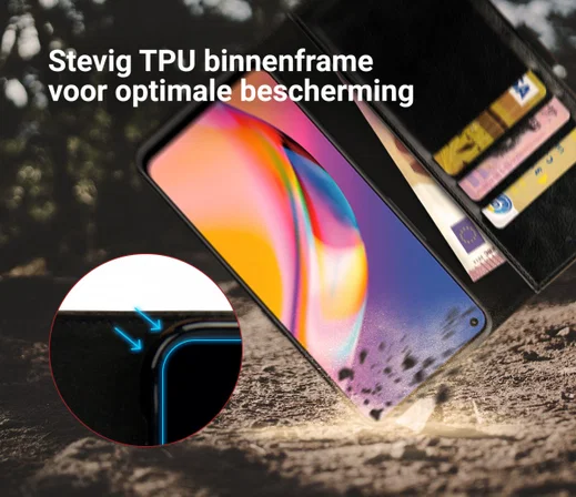 Rosso Element Oppo Reno5 Lite Hoesje Book Cover Wallet Zwart afbeelding 4