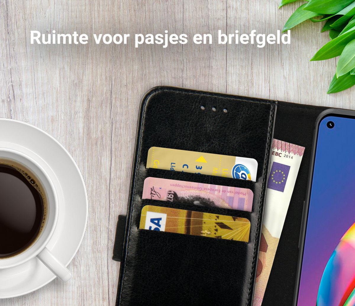 Rosso Element Oppo Reno5 Lite Hoesje Book Cover Wallet Zwart afbeelding 5