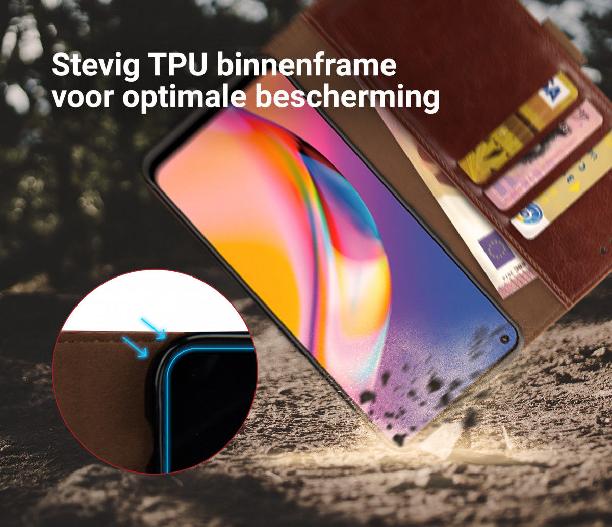 Rosso Element Oppo Reno5 Lite Hoesje Book Cover Wallet Bruin afbeelding 4