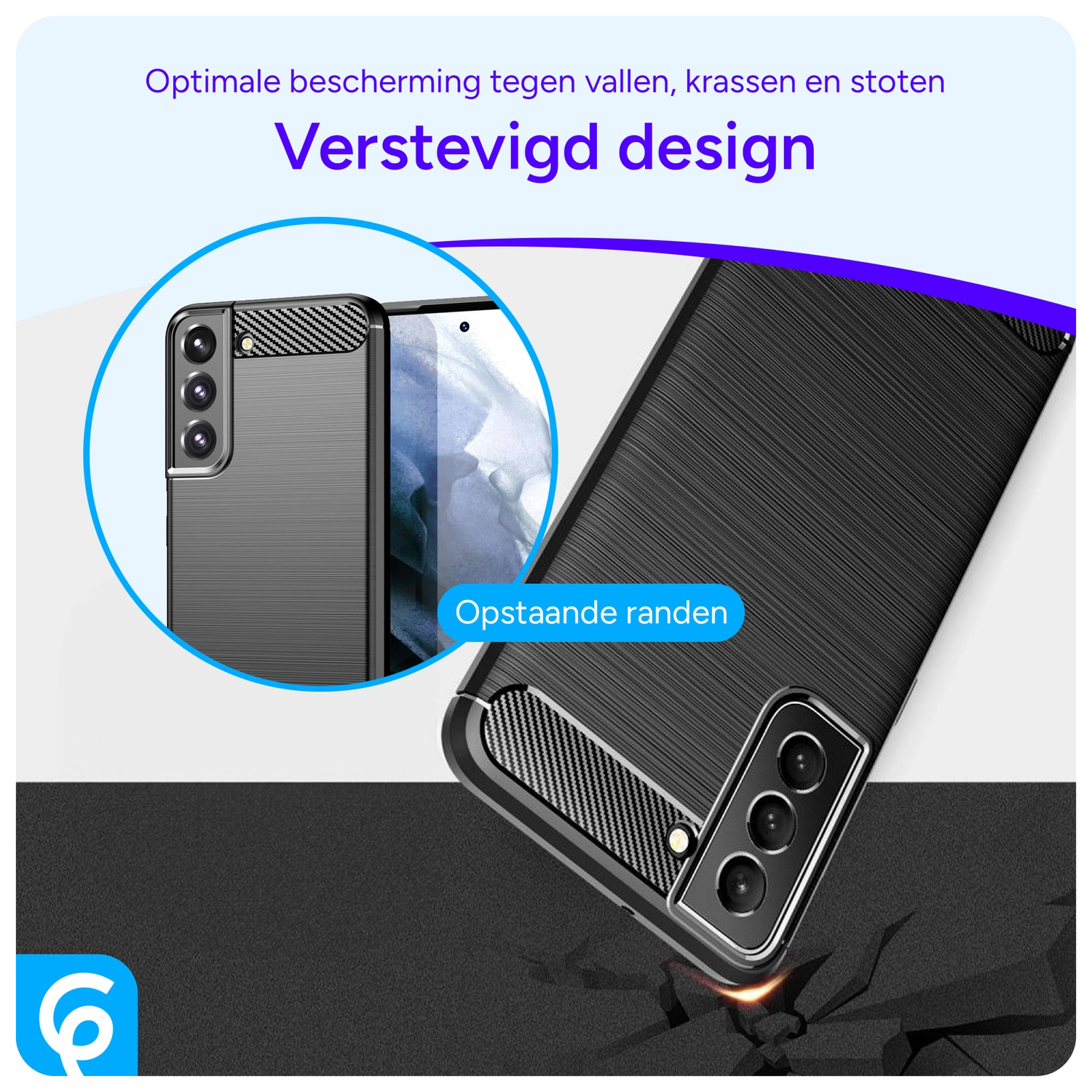 Samsung Galaxy S22 Hoesje Geborsteld TPU Back Cover Zwart afbeelding 2