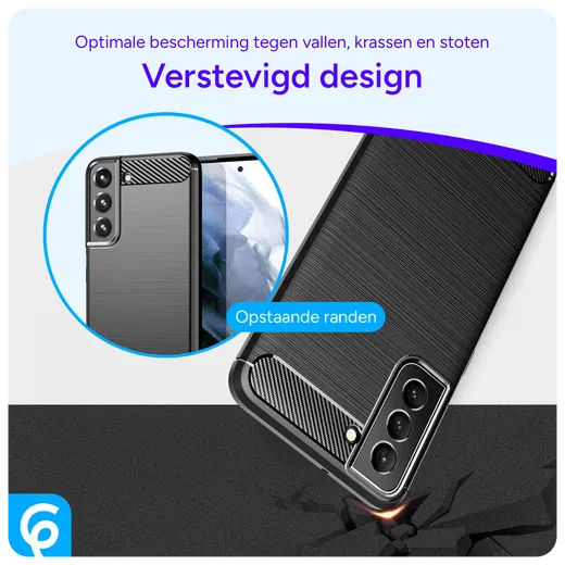 Samsung Galaxy S22 Hoesje Geborsteld TPU Back Cover Zwart afbeelding 2