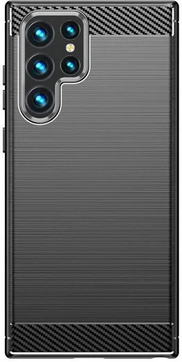 Samsung Galaxy S22 Ultra Hoesje Geborsteld TPU Back Cover Zwart afbeelding 2