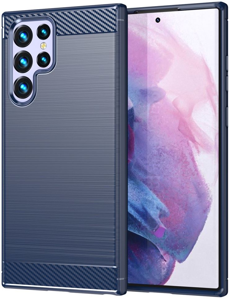 Samsung Galaxy S22 Ultra Hoesje Geborsteld TPU Back Cover Blauw afbeelding 1