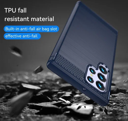 Samsung Galaxy S22 Ultra Hoesje Geborsteld TPU Back Cover Blauw afbeelding 5