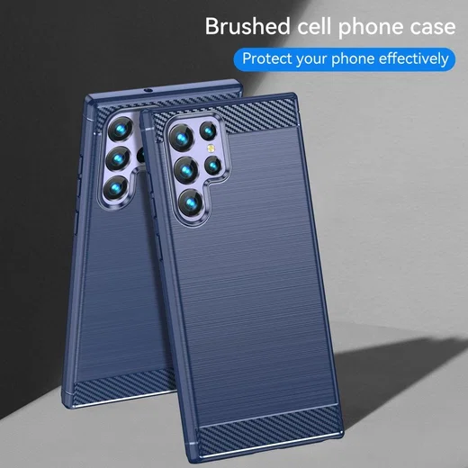 Samsung Galaxy S22 Ultra Hoesje Geborsteld TPU Back Cover Blauw afbeelding 7