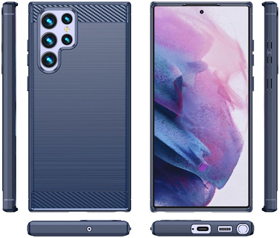 Samsung Galaxy S22 Ultra Hoesje Geborsteld TPU Back Cover Blauw afbeelding 11