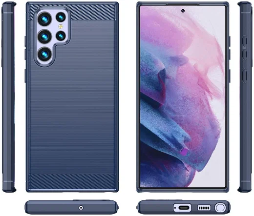 Samsung Galaxy S22 Ultra Hoesje Geborsteld TPU Back Cover Blauw afbeelding 11