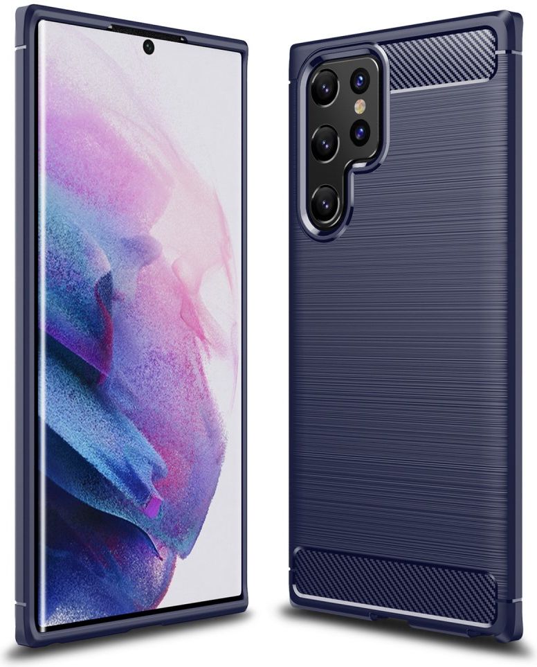 Samsung Galaxy S22 Ultra Hoesje Geborsteld TPU Back Cover Blauw afbeelding 4