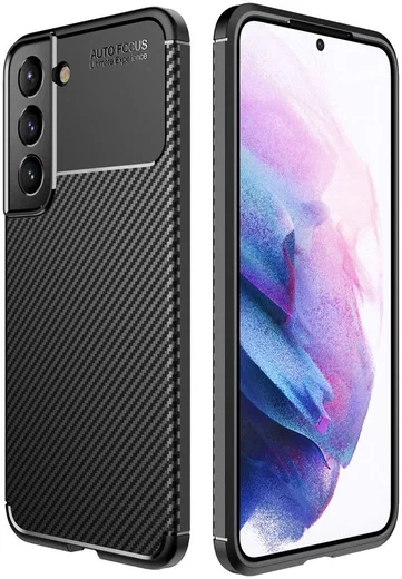 Samsung Galaxy S22 Hoesje Siliconen Carbon TPU Back Cover Zwart afbeelding 11