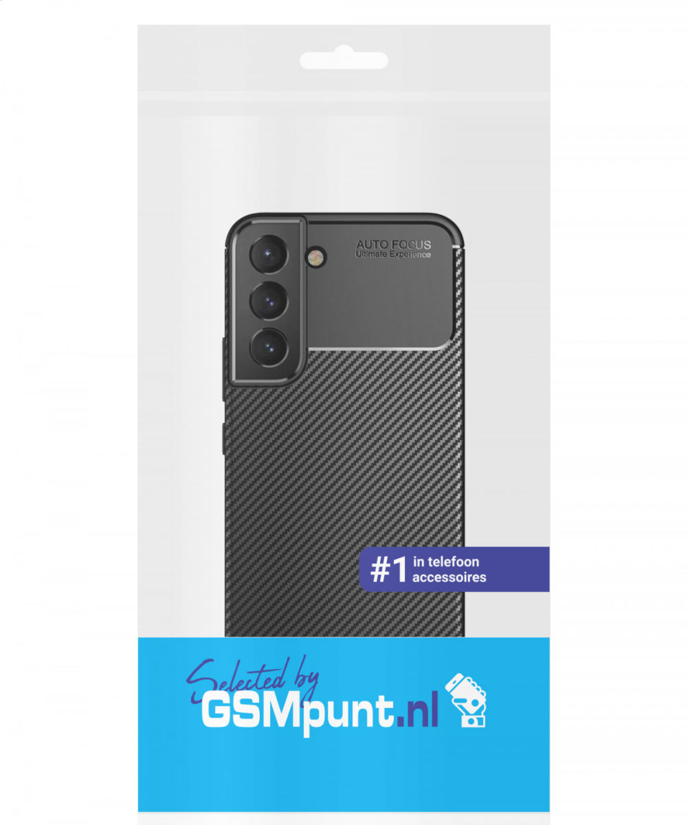 Samsung Galaxy S22 Hoesje Siliconen Carbon TPU Back Cover Zwart afbeelding 6