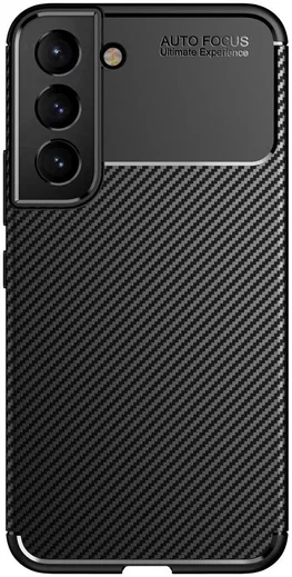 Samsung Galaxy S22 Hoesje Siliconen Carbon TPU Back Cover Zwart afbeelding 5