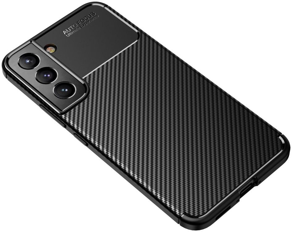 Samsung Galaxy S22 Hoesje Siliconen Carbon TPU Back Cover Zwart afbeelding 7