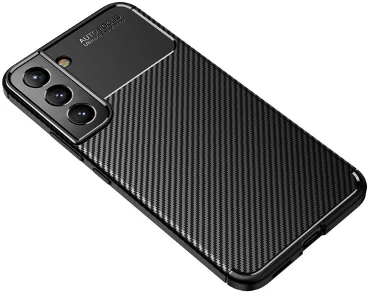 Samsung Galaxy S22 Hoesje Siliconen Carbon TPU Back Cover Zwart afbeelding 7