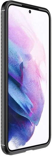 Samsung Galaxy S22 Hoesje Siliconen Carbon TPU Back Cover Zwart afbeelding 2