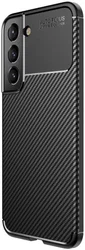 Samsung Galaxy S22 Plus Hoesje Siliconen Carbon TPU Back Cover Zwart afbeelding
