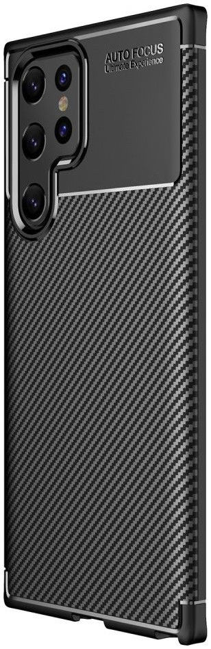 Samsung Galaxy S22 Ultra Hoesje Siliconen Carbon TPU Back Cover Zwart afbeelding 1