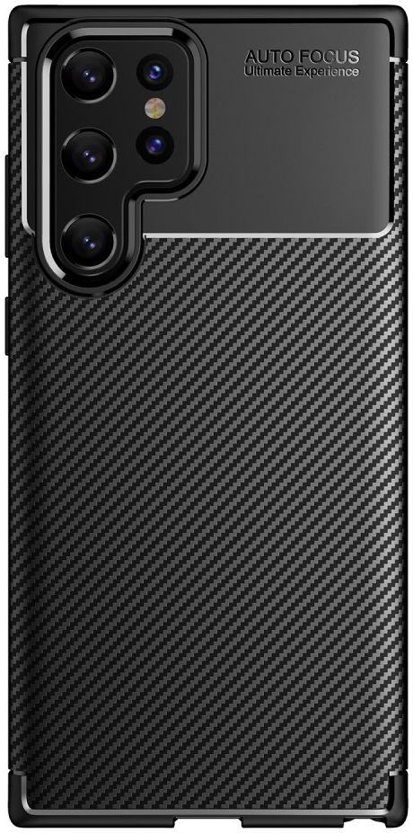 Samsung Galaxy S22 Ultra Hoesje Siliconen Carbon TPU Back Cover Zwart afbeelding 6