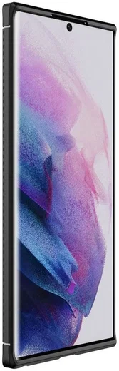 Samsung Galaxy S22 Ultra Hoesje Siliconen Carbon TPU Back Cover Zwart afbeelding 2