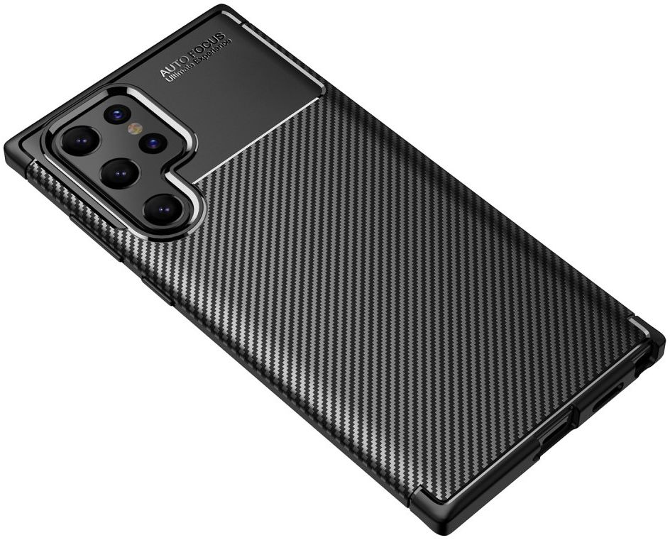 Samsung Galaxy S22 Ultra Hoesje Siliconen Carbon TPU Back Cover Zwart afbeelding 8