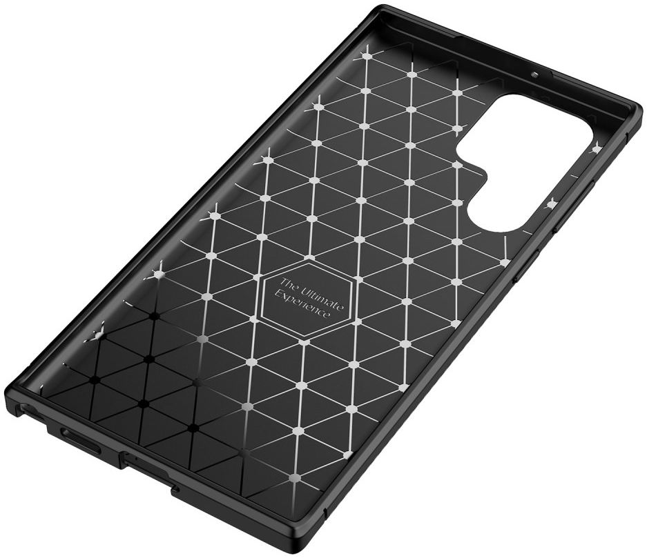 Samsung Galaxy S22 Ultra Hoesje Siliconen Carbon TPU Back Cover Zwart afbeelding 10