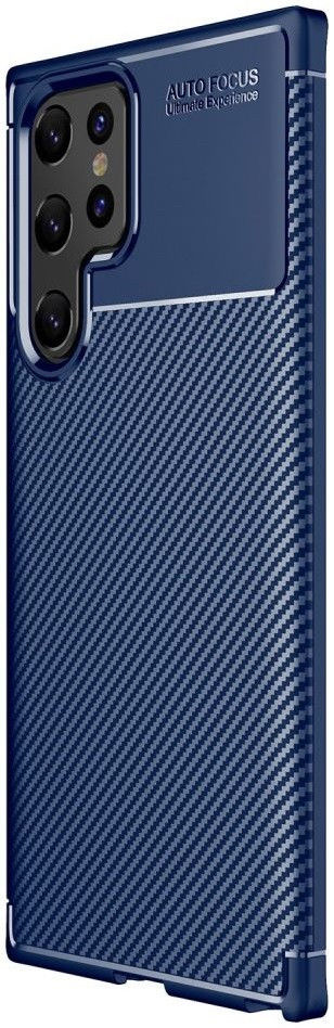 Samsung Galaxy S22 Ultra Hoesje Siliconen Carbon TPU Back Cover Blauw afbeelding 1