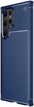 Samsung Galaxy S22 Ultra Hoesje Siliconen Carbon TPU Back Cover Blauw