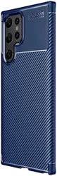 Samsung Galaxy S22 Ultra Hoesje Siliconen Carbon TPU Back Cover Blauw afbeelding