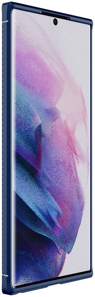Samsung Galaxy S22 Ultra Hoesje Siliconen Carbon TPU Back Cover Blauw afbeelding 2