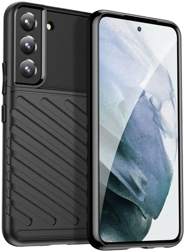 Samsung Galaxy S22 Hoesje TPU Thunder Design Back Cover Zwart afbeelding 2