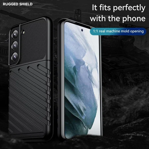 Samsung Galaxy S22 Hoesje TPU Thunder Design Back Cover Zwart afbeelding 3