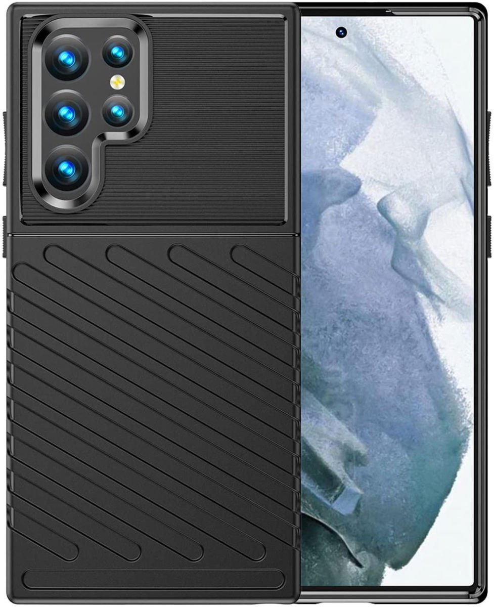 Samsung Galaxy S22 Ultra Hoesje TPU Thunder Design Back Cover Zwart afbeelding 1