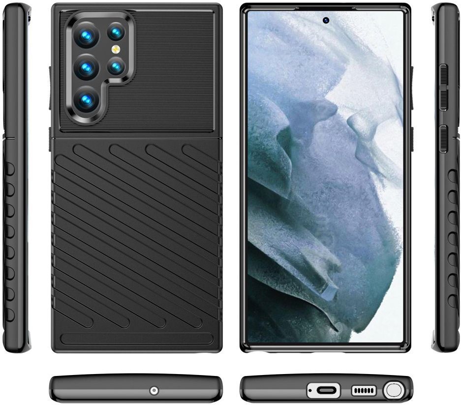 Samsung Galaxy S22 Ultra Hoesje TPU Thunder Design Back Cover Zwart afbeelding 10