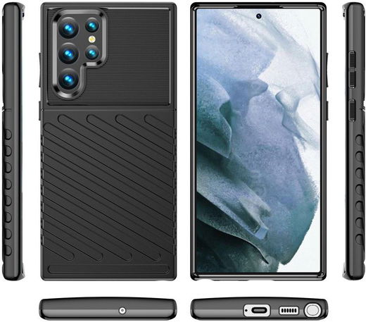 Samsung Galaxy S22 Ultra Hoesje TPU Thunder Design Back Cover Zwart afbeelding 10