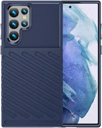 Samsung Galaxy S22 Ultra Hoesje TPU Thunder Design Back Cover Blauw afbeelding