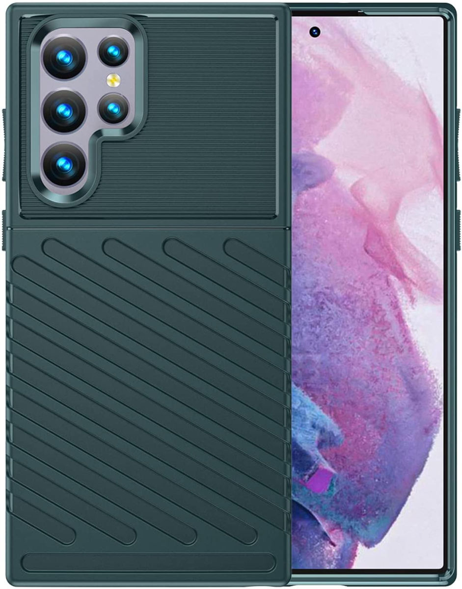 Samsung Galaxy S22 Ultra Hoesje TPU Thunder Design Back Cover Groen afbeelding 1