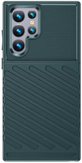 Samsung Galaxy S22 Ultra Hoesje TPU Thunder Design Back Cover Groen afbeelding 3