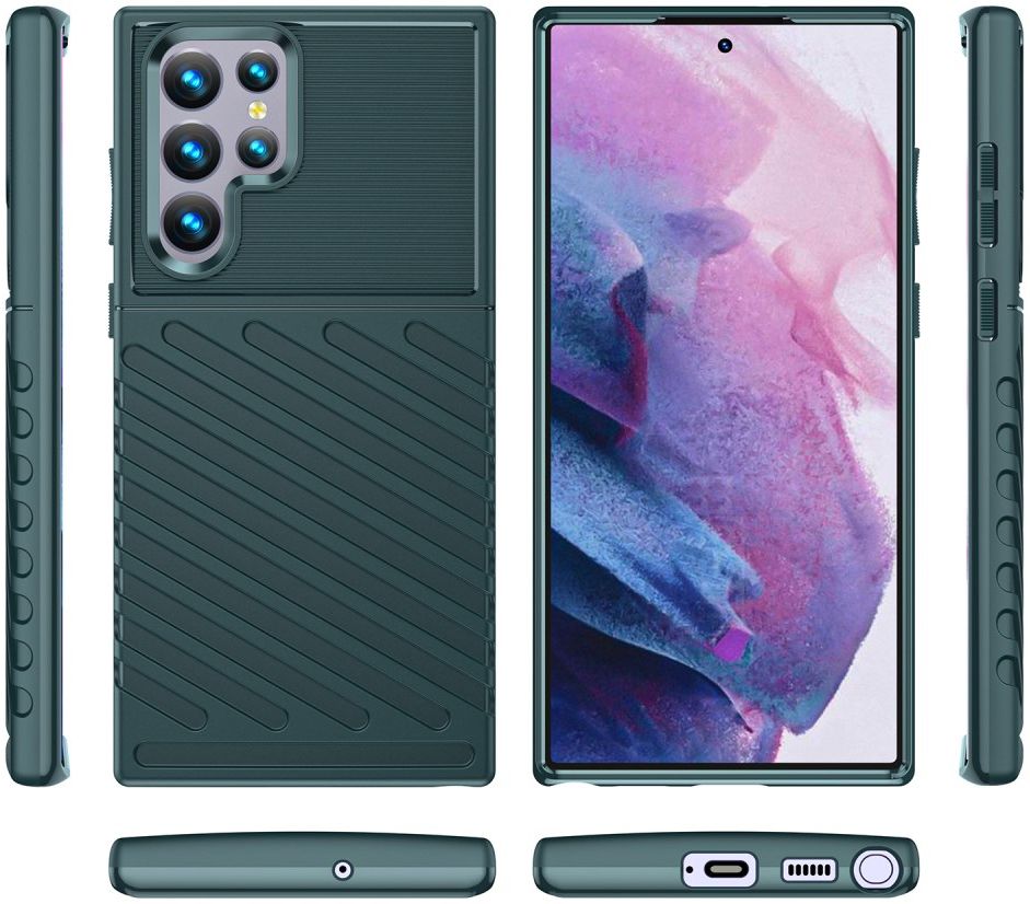 Samsung Galaxy S22 Ultra Hoesje TPU Thunder Design Back Cover Groen afbeelding 10