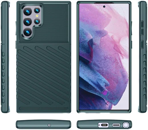 Samsung Galaxy S22 Ultra Hoesje TPU Thunder Design Back Cover Groen afbeelding 10