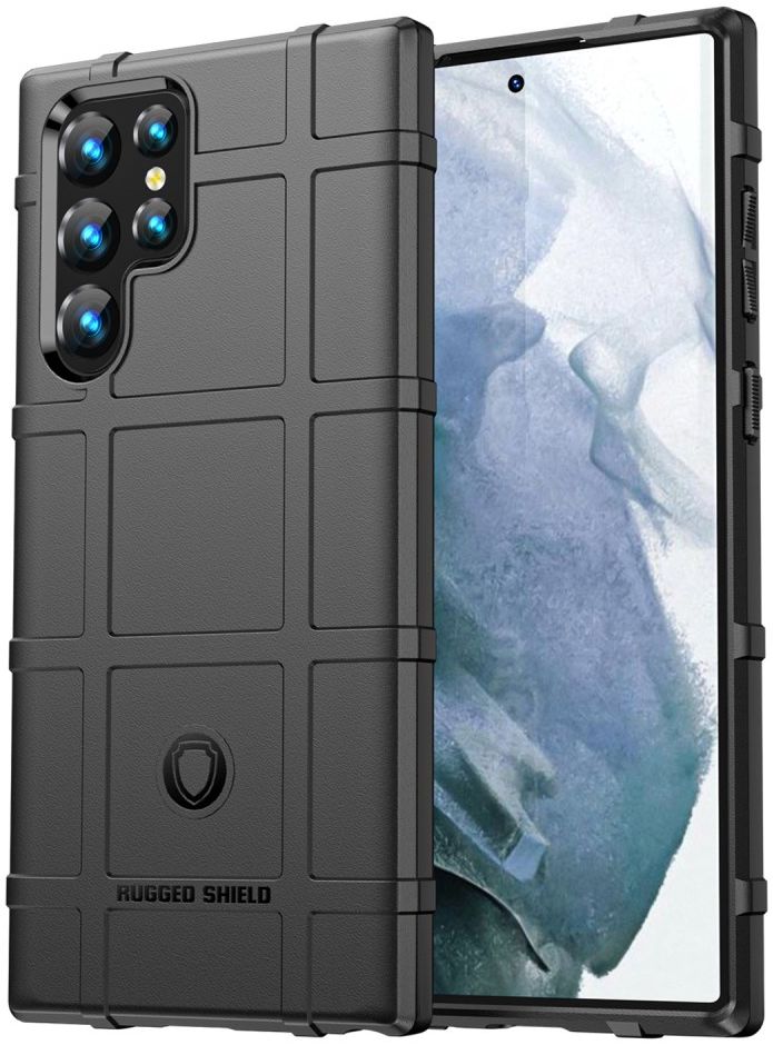 Samsung Galaxy S22 Ultra Hoesje Shock Proof Rugged Back Cover Zwart afbeelding 1