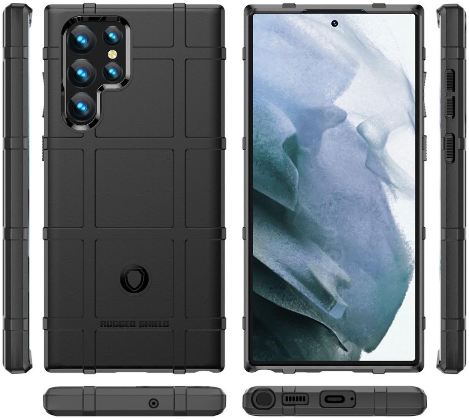 Samsung Galaxy S22 Ultra Hoesje Shock Proof Rugged Back Cover Zwart afbeelding 9