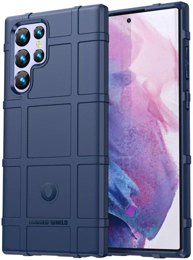 Samsung Galaxy S22 Ultra Hoesje Shock Proof Rugged Back Cover Blauw afbeelding 1