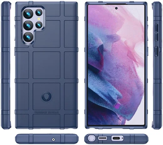 Samsung Galaxy S22 Ultra Hoesje Shock Proof Rugged Back Cover Blauw afbeelding 9