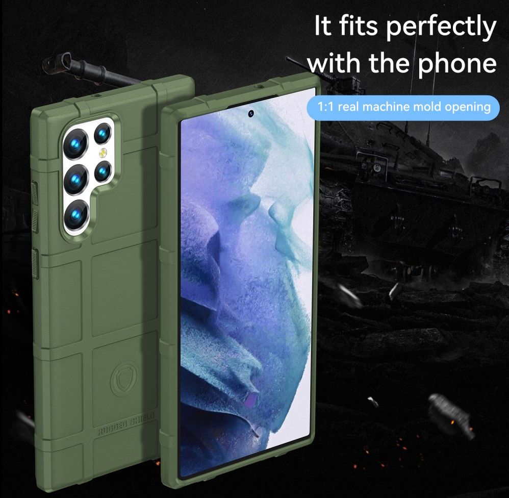 Samsung Galaxy S22 Ultra Hoesje Shock Proof Rugged Back Cover Groen afbeelding 6