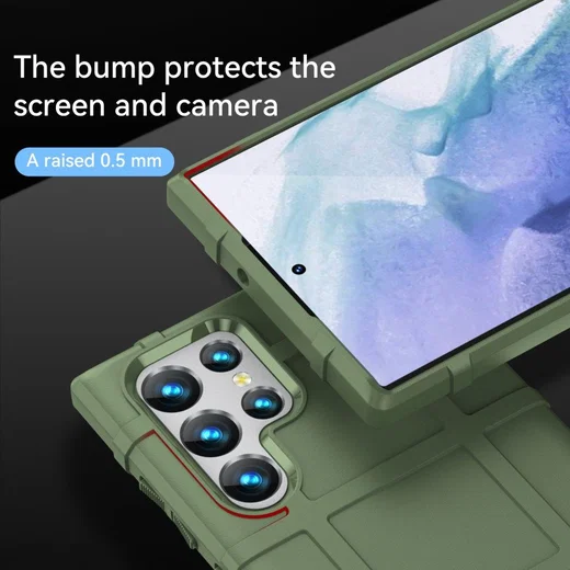 Samsung Galaxy S22 Ultra Hoesje Shock Proof Rugged Back Cover Groen afbeelding 4