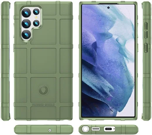 Samsung Galaxy S22 Ultra Hoesje Shock Proof Rugged Back Cover Groen afbeelding 9