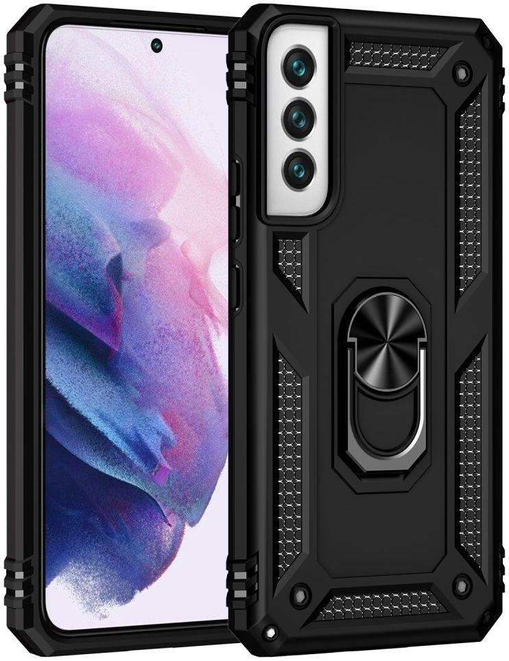 Samsung Galaxy S22 Hoesje Hybride Kickstand Back Cover Zwart afbeelding 2