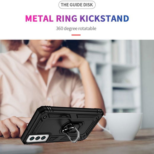 Samsung Galaxy S22 Hoesje Hybride Kickstand Back Cover Zwart afbeelding 7