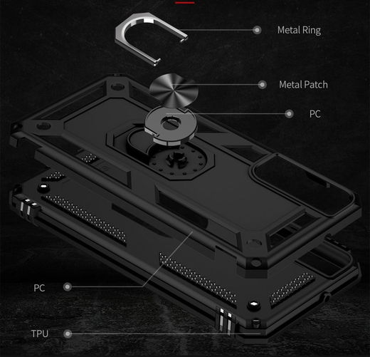 Samsung Galaxy S22 Hoesje Hybride Kickstand Back Cover Zwart afbeelding 8