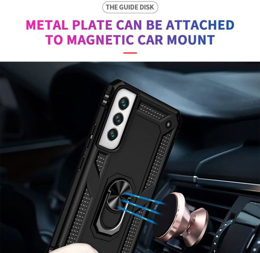 Samsung Galaxy S22 Hoesje Hybride Kickstand Back Cover Zwart afbeelding 5